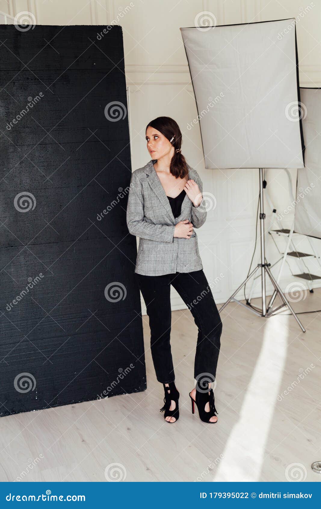 Beautiful Fashionable Brunette Woman in Business Suit Style Stock Photo ...