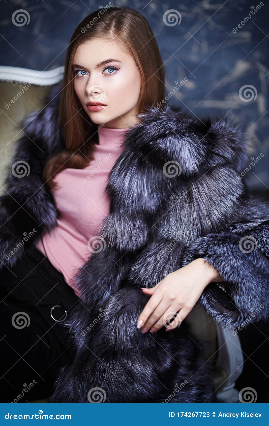 Luxurious fox fur coat stock image. Image of gray, expensive - 174267723