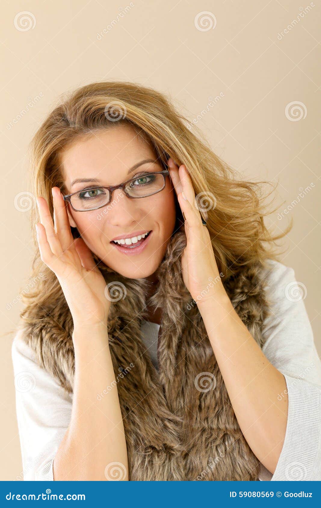 Beautiful Fashionable Woman Wearing Eyeglasses Stock Image