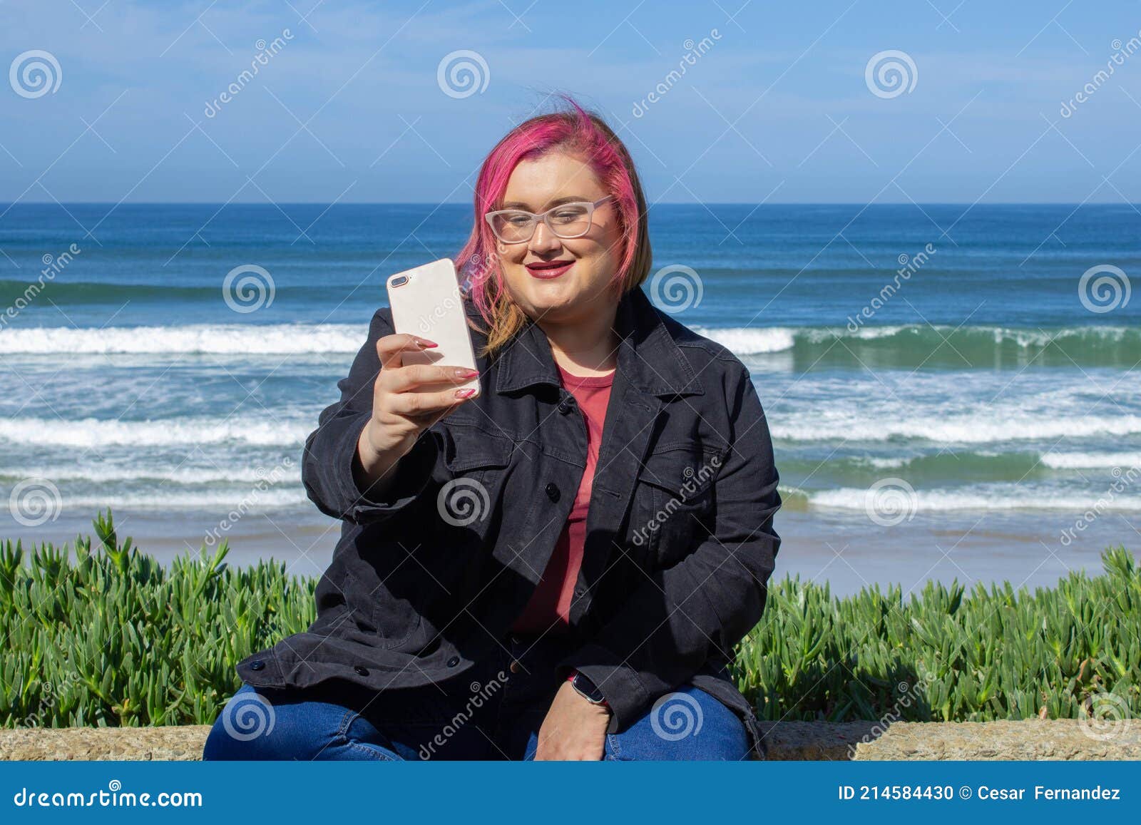 Cell Phone Bbw Videos - Beautiful Fat Woman Using Cell Phone To Watch Social Media Videos on the  Beach. Chubby Model Stock Photo - Image of emotion, latin: 214584430