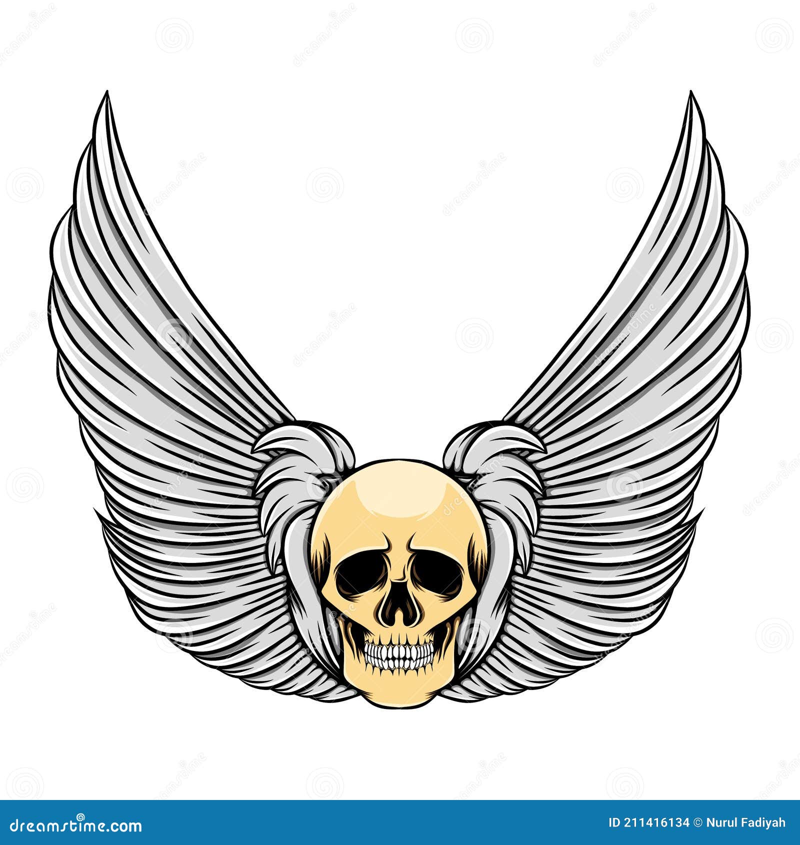 The Beautiful Feather Wings with the Vintage Dead Skull Stock Vector -  Illustration of human, logotype: 211416134