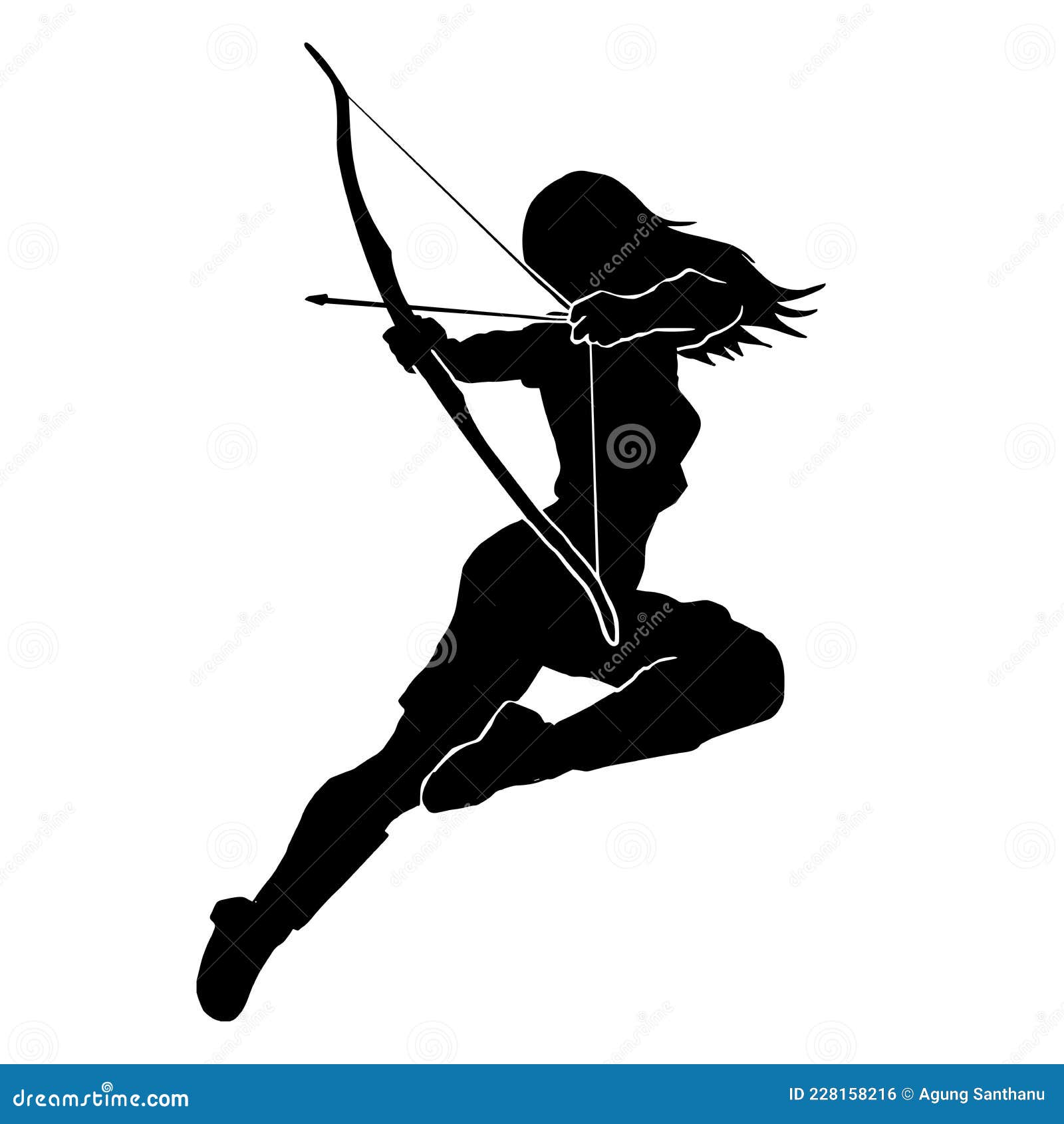 Beautiful Of Female Archer Warrior Silhouette Vector Collection On