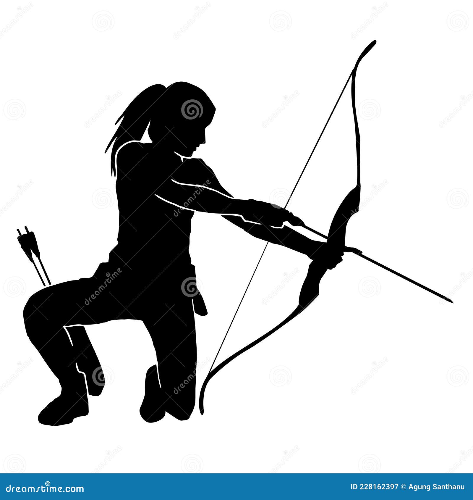 Beautiful Of Female Archer Warrior Silhouette Vector Collection On