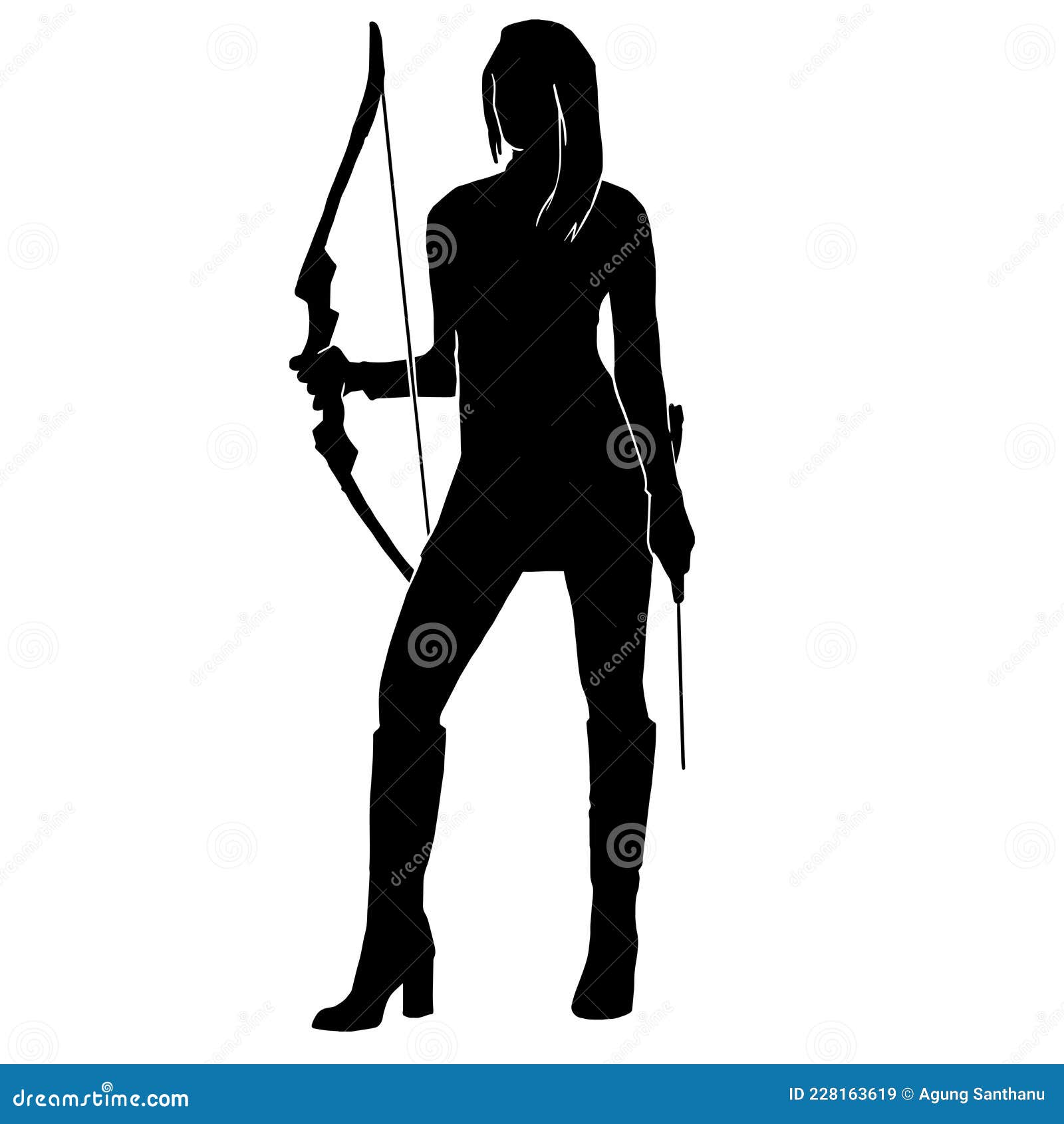 Beautiful Of Female Archer Warrior Silhouette Vector Collection On