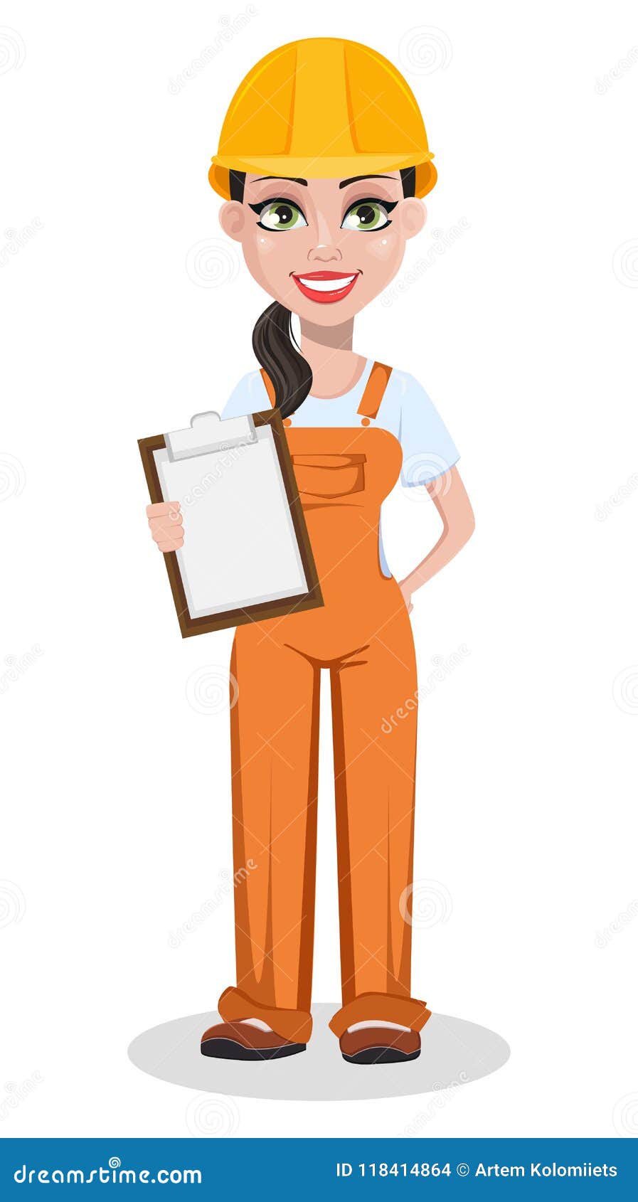 Beautiful Female Builder in Uniform Stock Vector - Illustration of ...