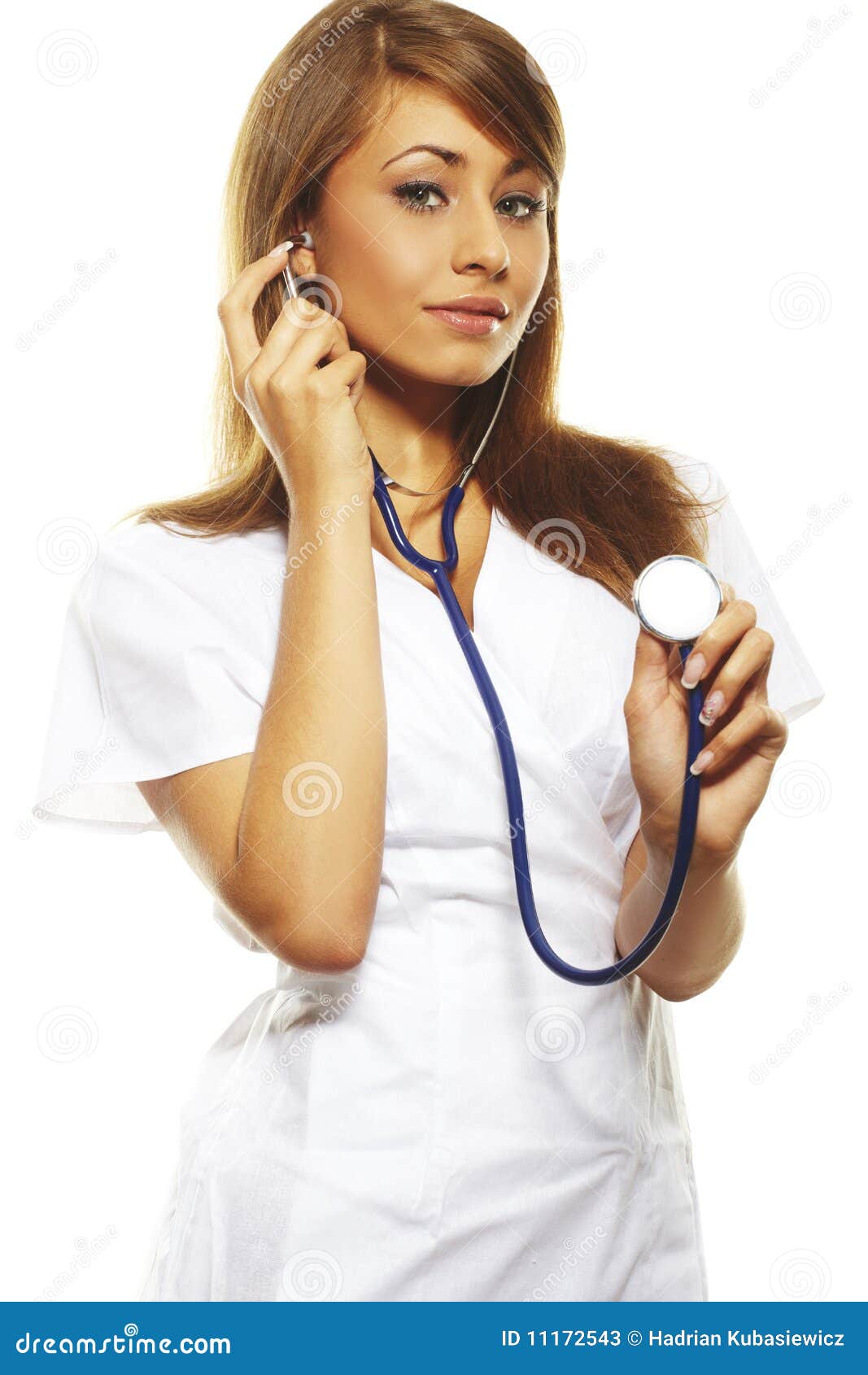 Beautiful Female Doctor Isolates On White Stock Photos - Image: 11172543