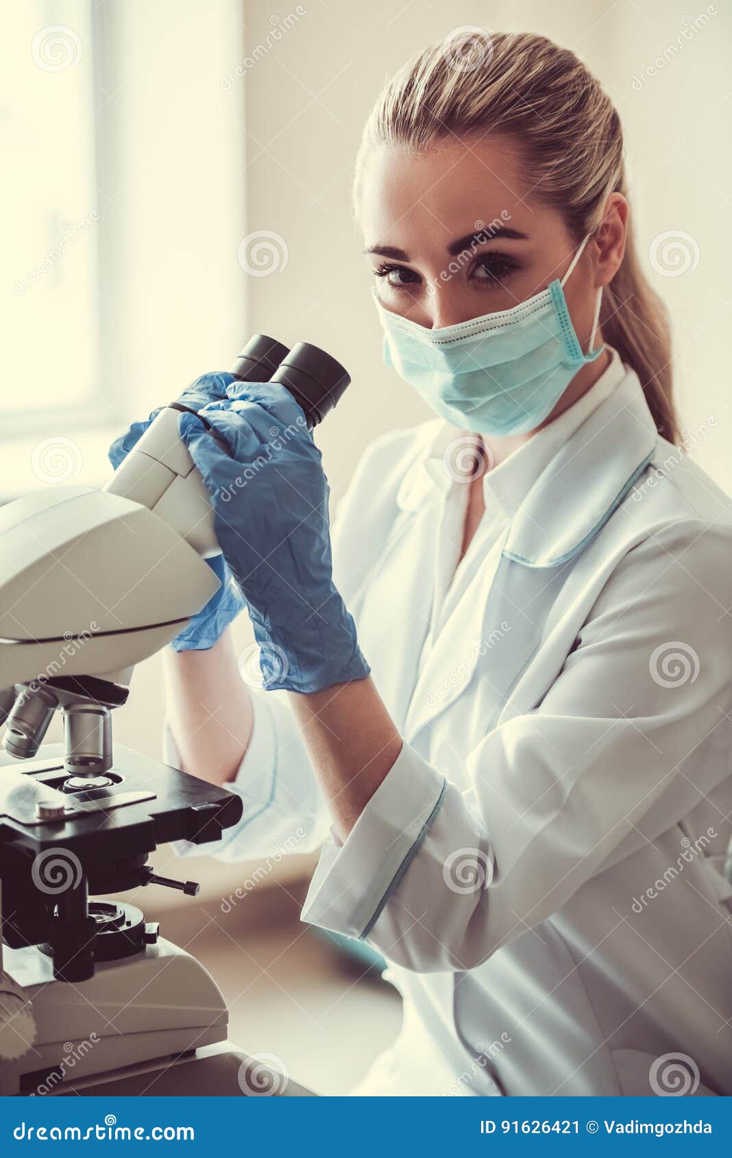 Beautiful Female Doctor in Laboratory Stock Image - Image of girl ...