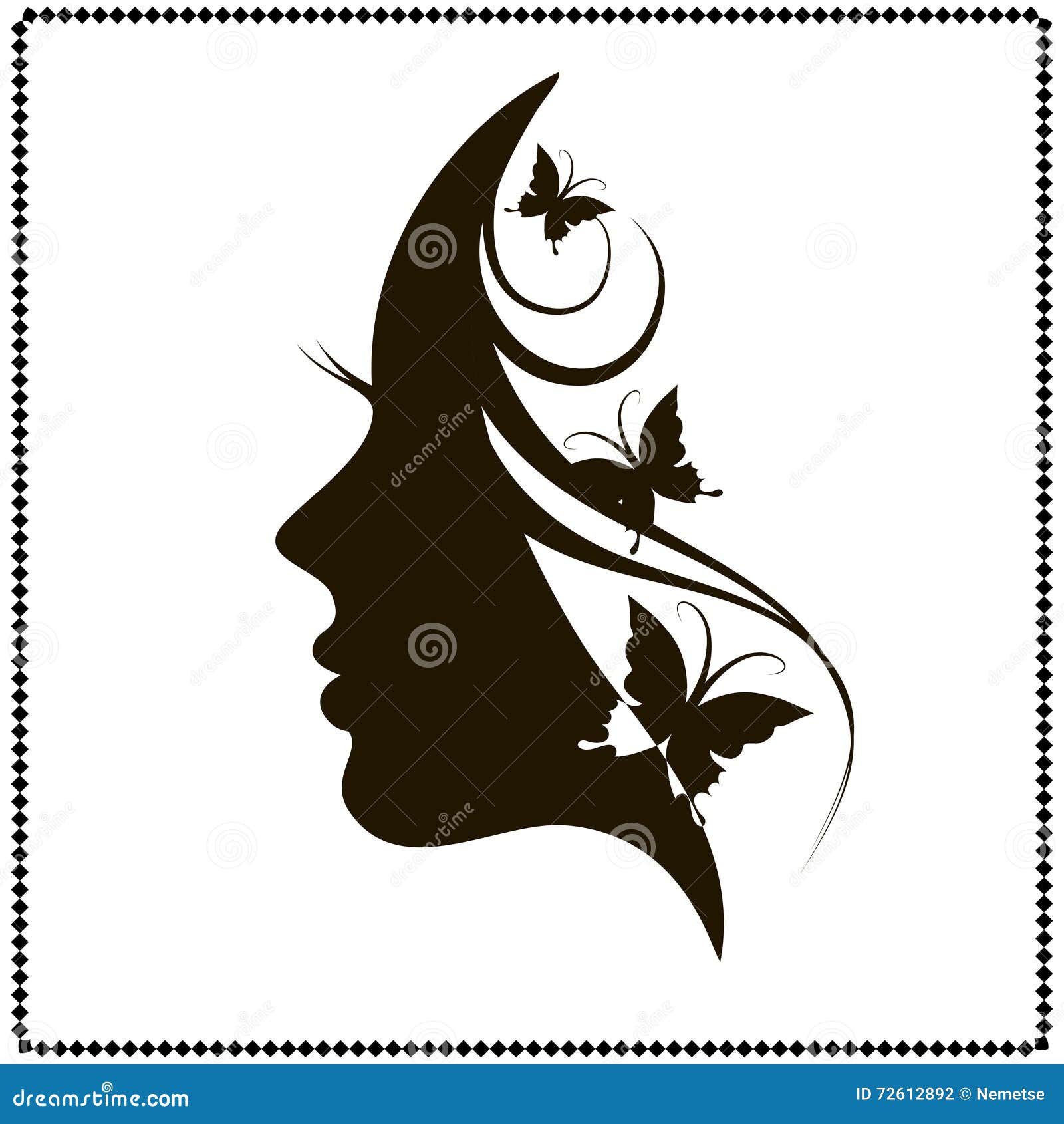 Beautiful Female Face Silhouette in Profile. Stock Vector ...