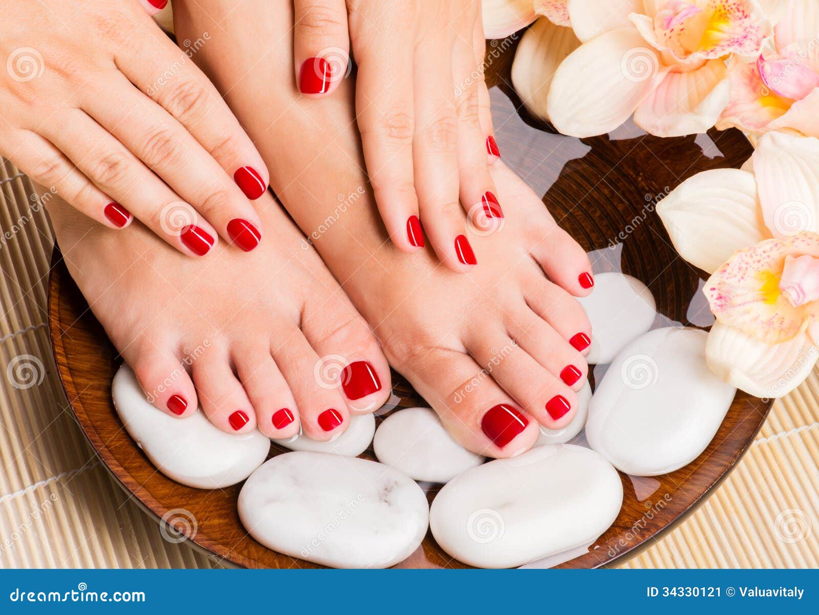 Beautiful Female Feet at Spa Salon on Pedicure Procedure Stock Image Beautiful Female Feet at Spa Salon on Pedicure Procedure Stock Image