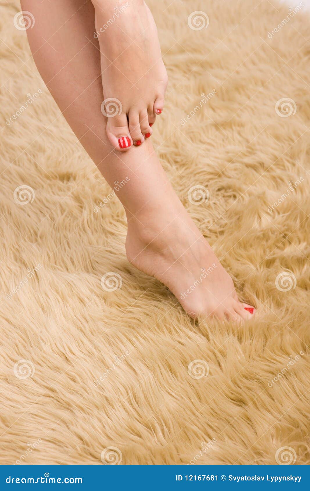 Beautiful Female Feet on Wool Carpet Stock Image Image of healthy