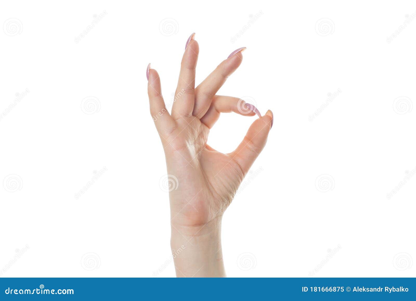 Beautiful Female Hand Gesturing Okay Symbol Isolated On White