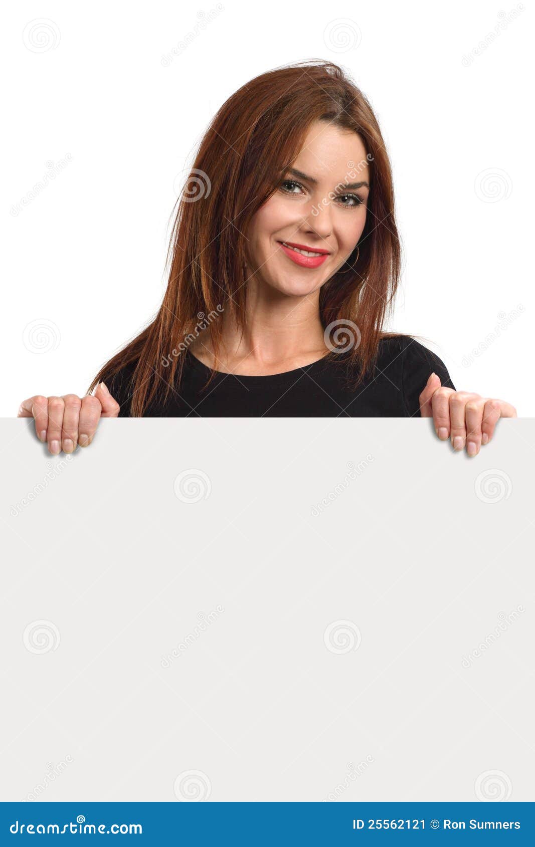 Beautiful Female Holding Blank Sign Stock Image Image Of Beauty 