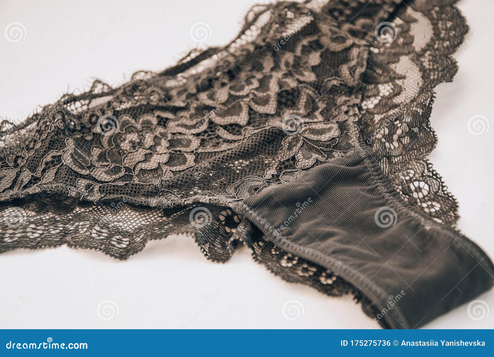 Beautiful Female Lacy Black Panties Isolated on White Background Stock ...