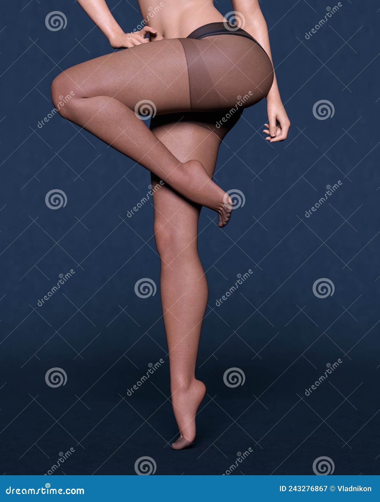 Beautiful Female Legs in Pantyhose and Panties Stock Illustration