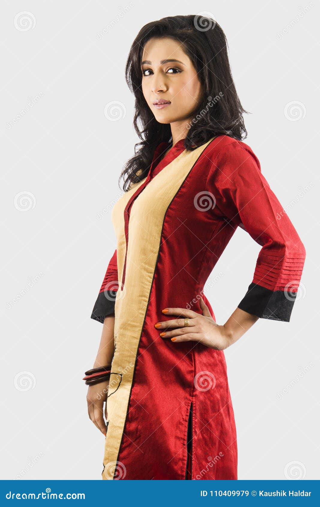 Beautiful Female Model in Indian Kurti Stock Image - Image of beauty ...