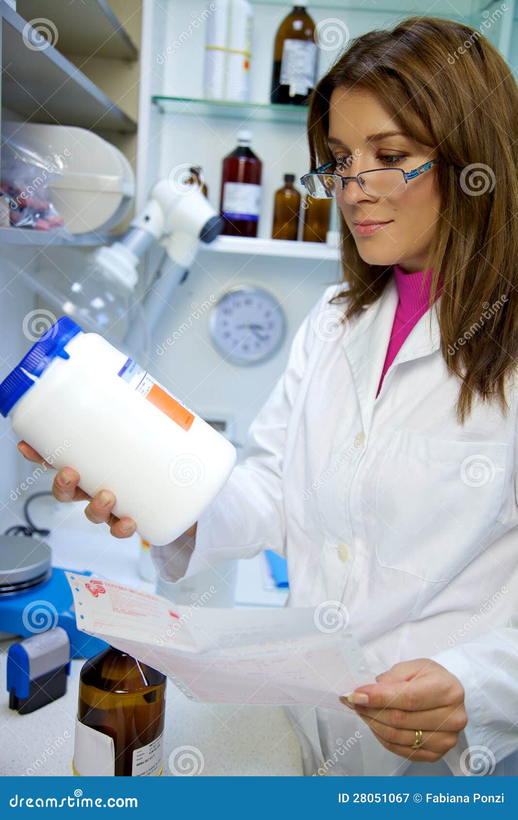 Beautiful Female Pharmacist Working In Laboratory Royalty Free Stock