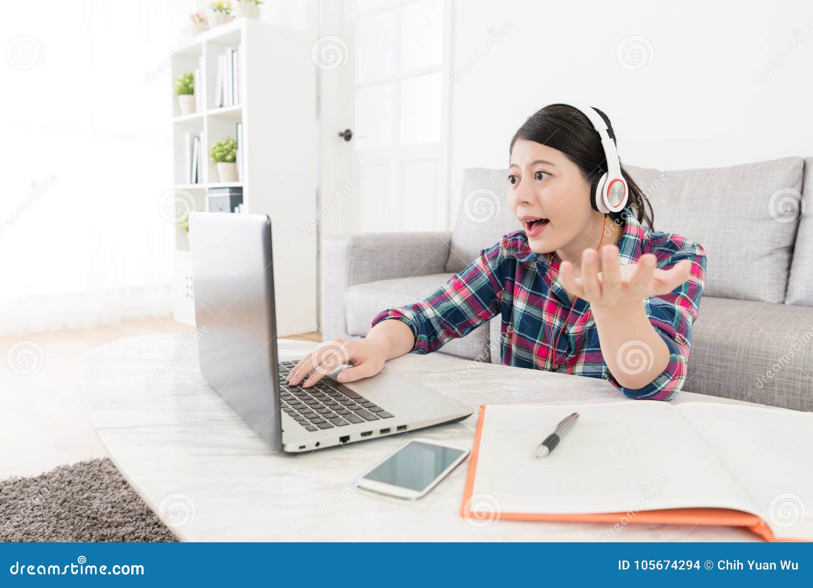 beautiful female student trying to speak english