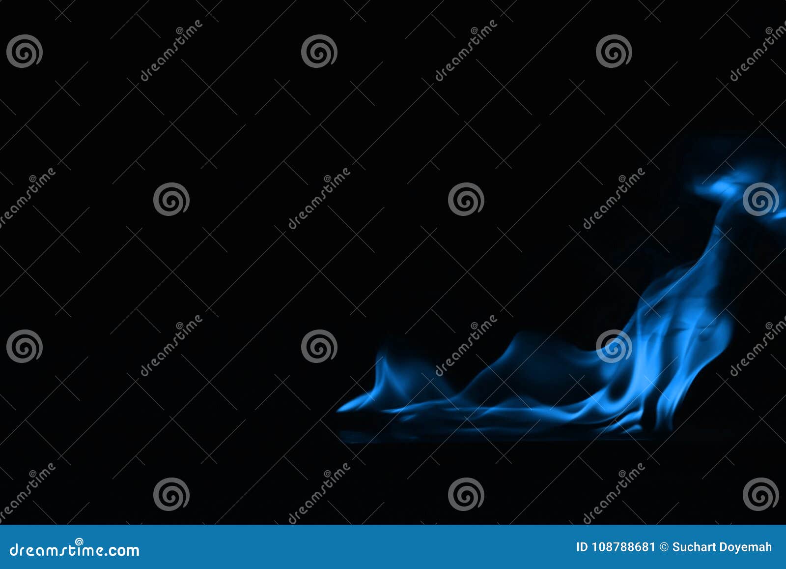 Blue Fire Flames on a Black Background. Stock Image Image of heat