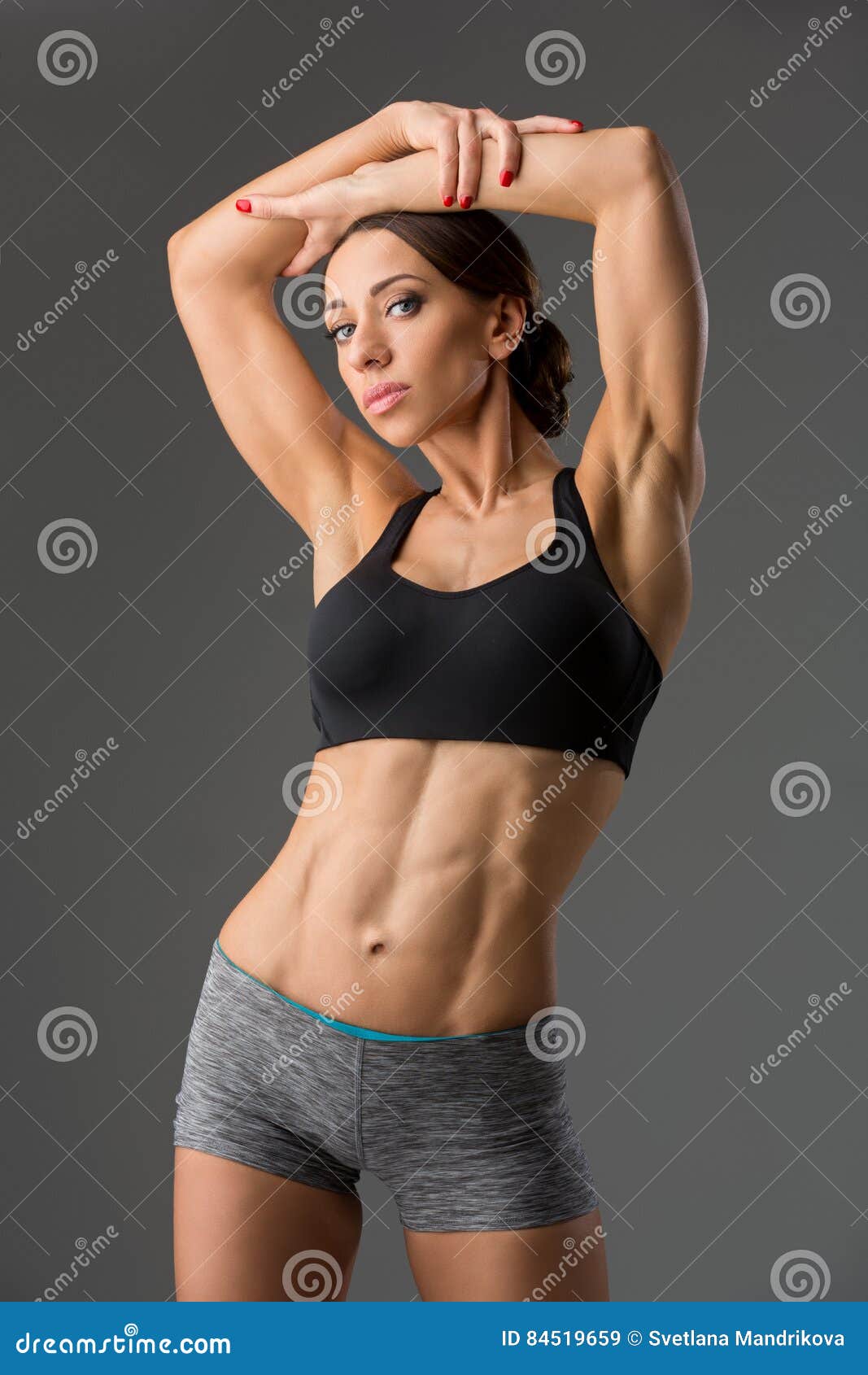 Fit Woman in Sports Bra and Shorts Stock Photo - Image of weight, yoga:  22741918