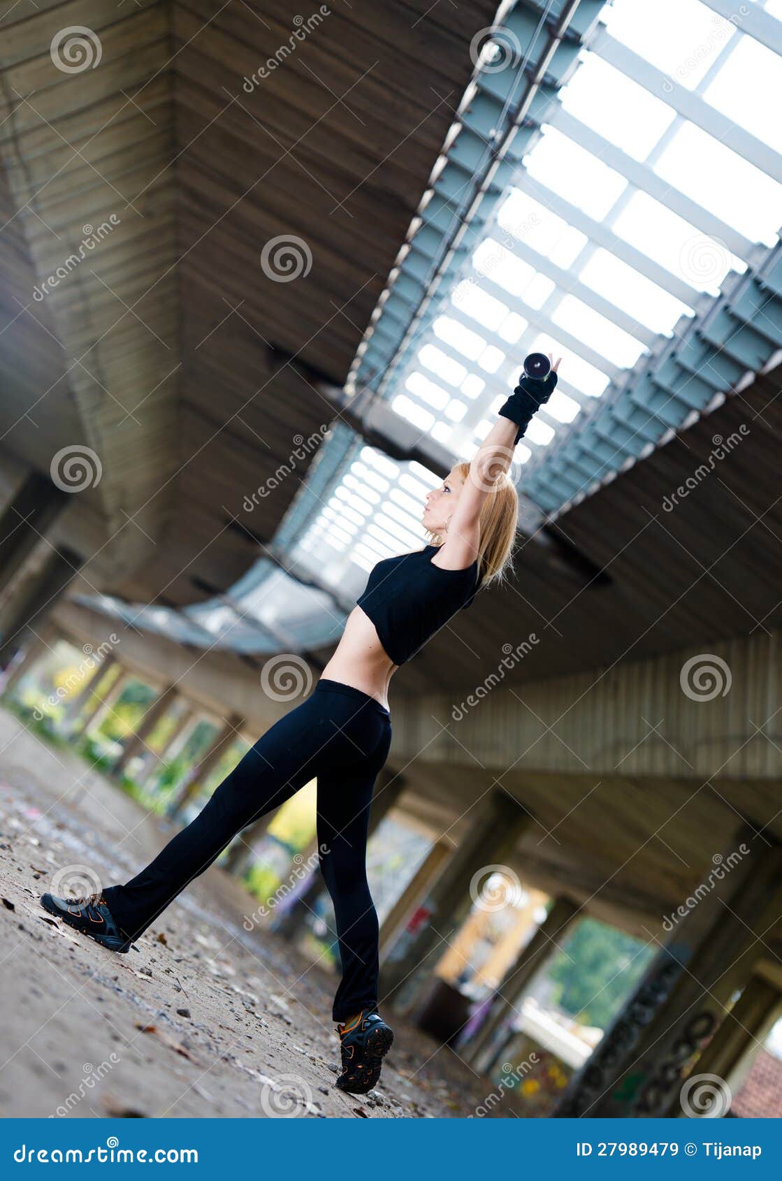 Beautiful Fit Woman Lifting Weights Outdoors Stock Image Image of