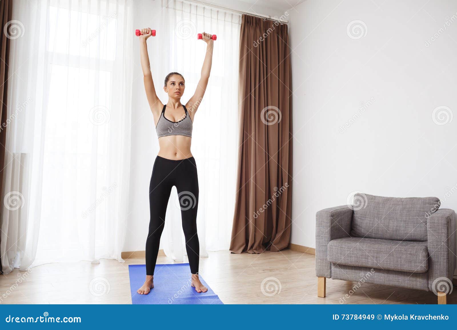 Beautiful Fitness Girl Make Sport Execises Stock Image Image Of Beautiful Mirror 73784949