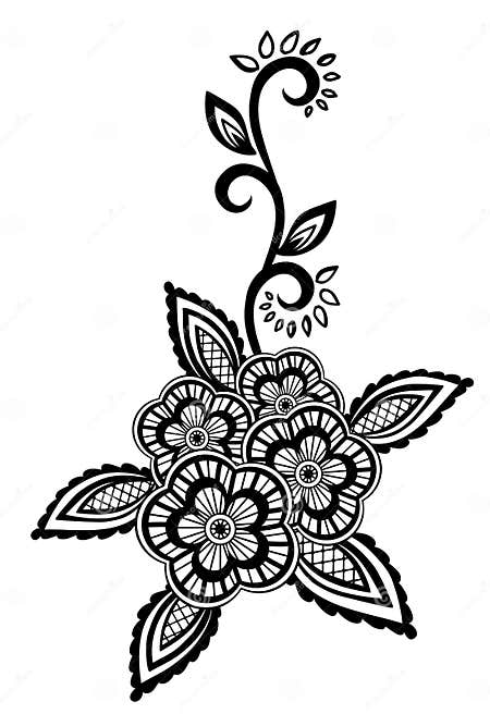 Beautiful Floral Element. Black-and-white Flowers and Leaves Design ...