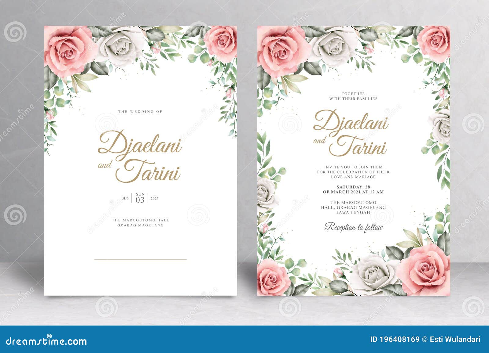 Beautiful Wedding Card Template with Floral Watercolor Decoration Throughout Invitation Cards Templates For Marriage