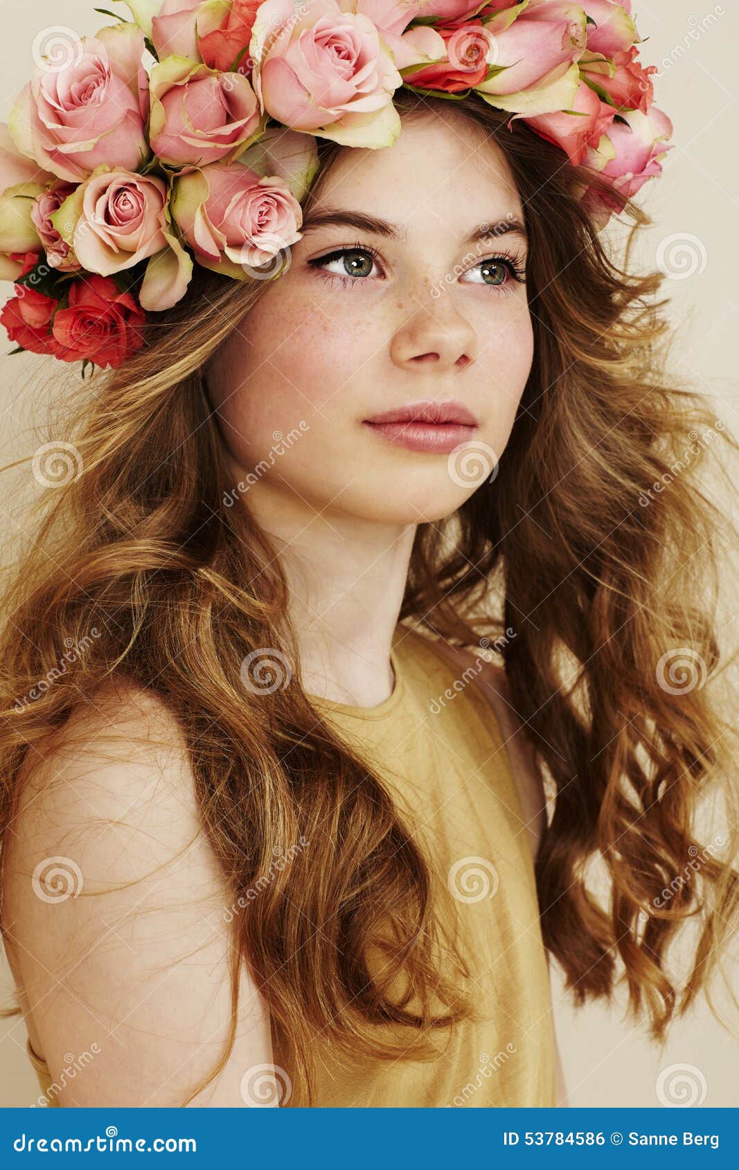 Beautiful flower girl stock photo. Image of indoors, side 53784586