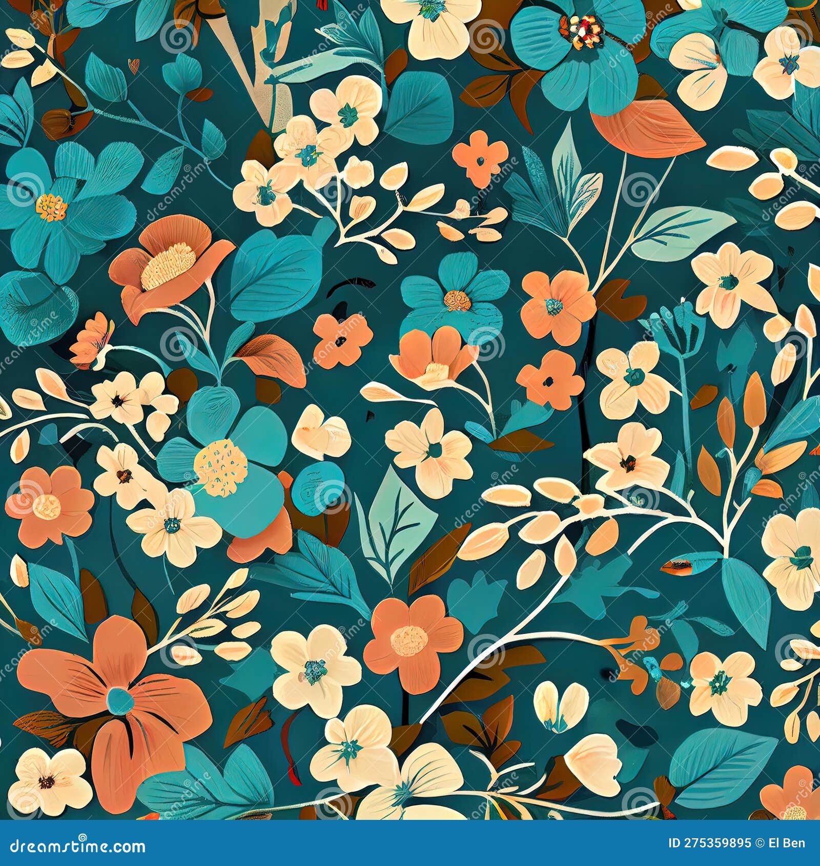 Beautiful Flower Pattern stock illustration. Illustration of nature ...