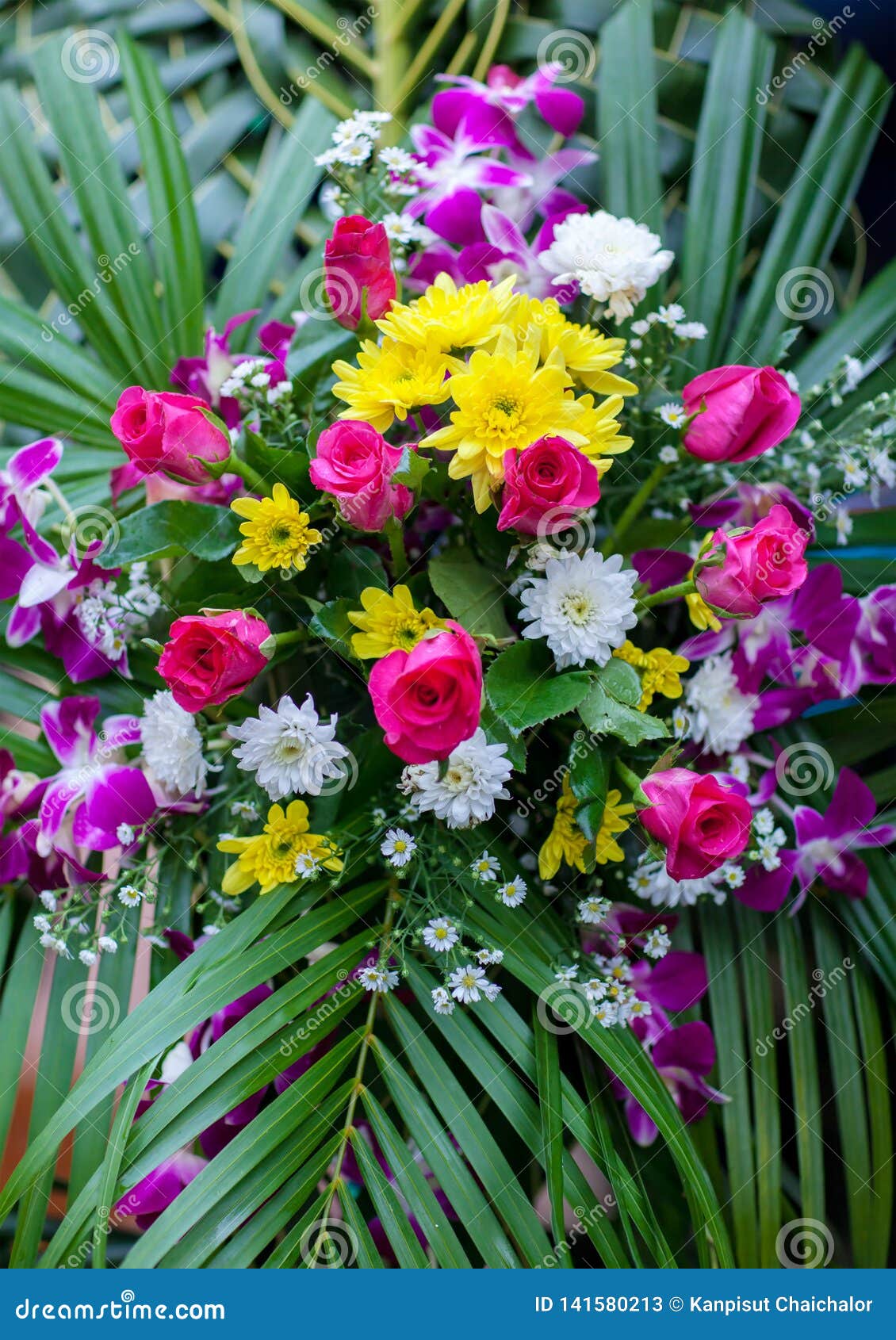 Beautiful Flowers Background For Wedding Scene Beautiful Bouquet Of Mixed Flowers In A Vase On Wooden Table Stock Image Image Of Blooming Vase 141580213