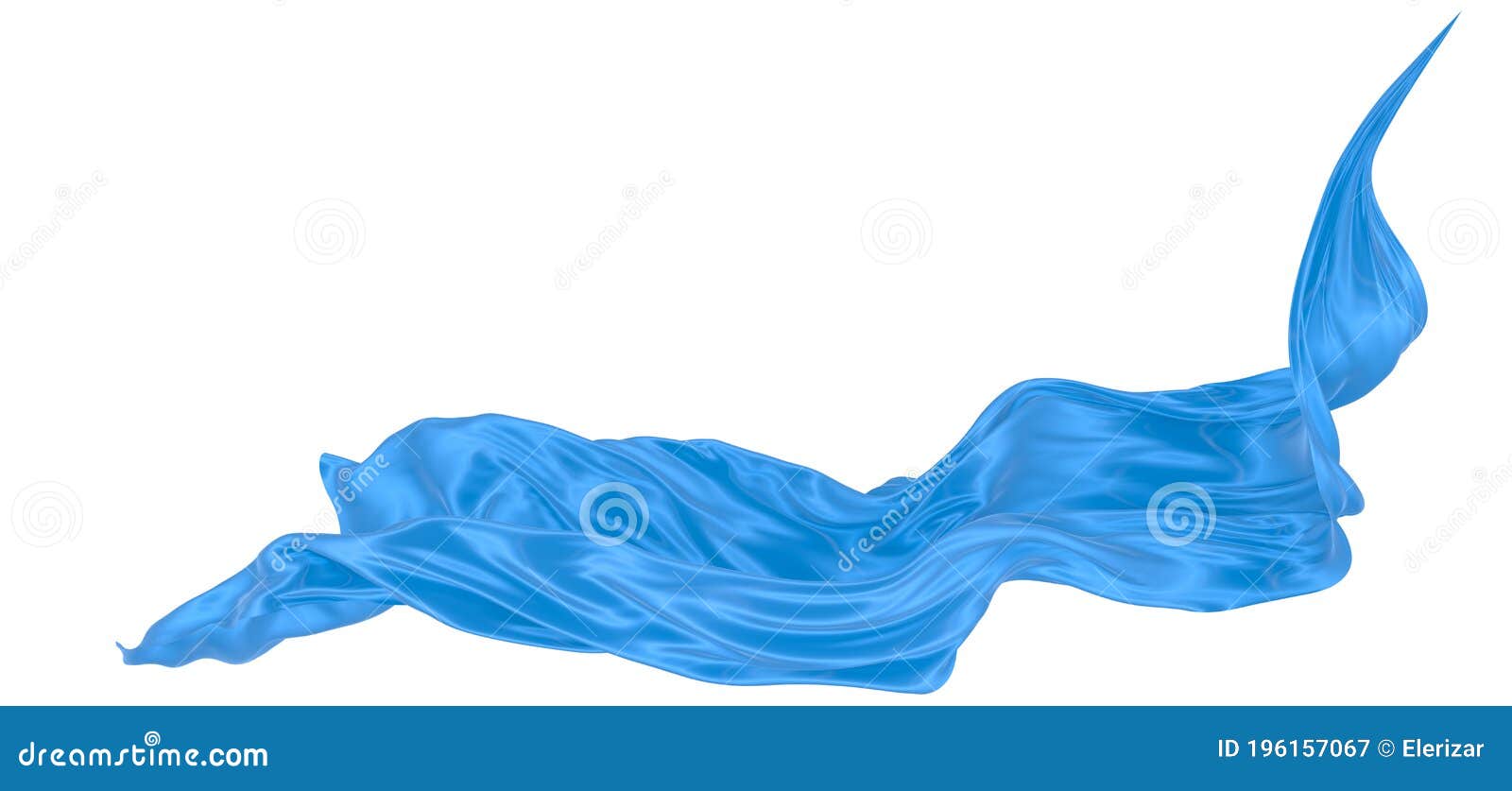 Beautiful Flowing Fabric of Blue Wavy Silk or Satin. 3d Rendering Image ...