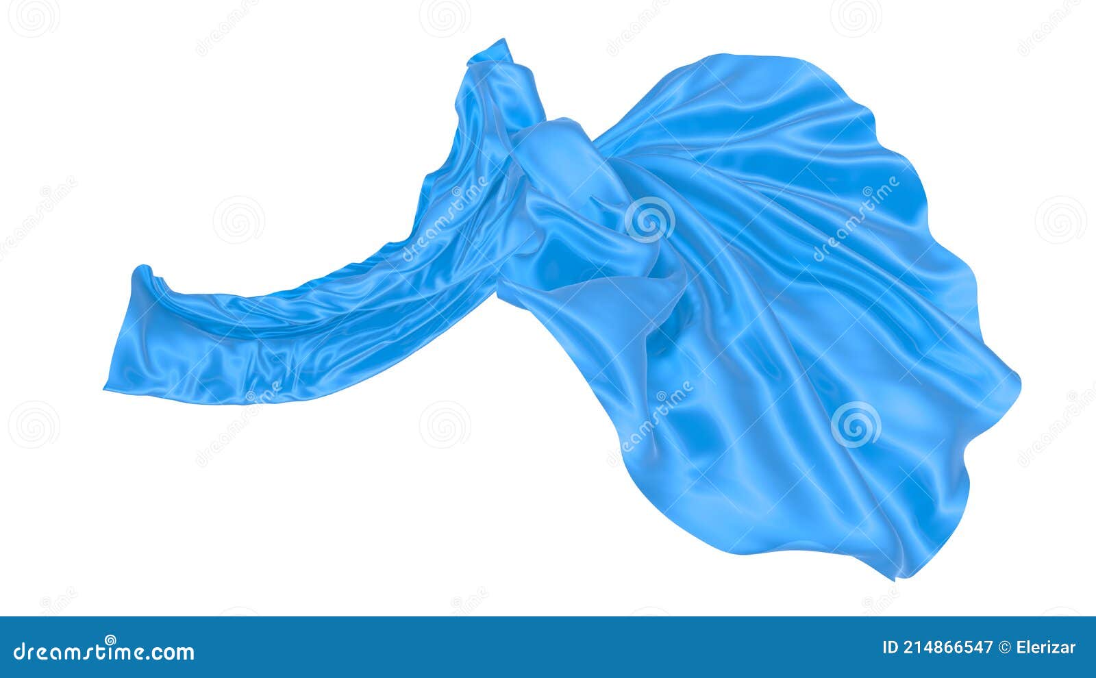 Beautiful Flowing Fabric of Blue Wavy Silk or Satin. 3d Rendering Image ...