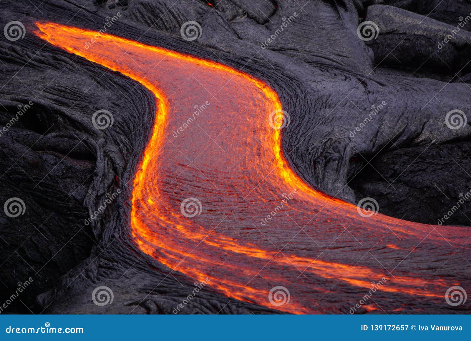 flowing lava in hawaii