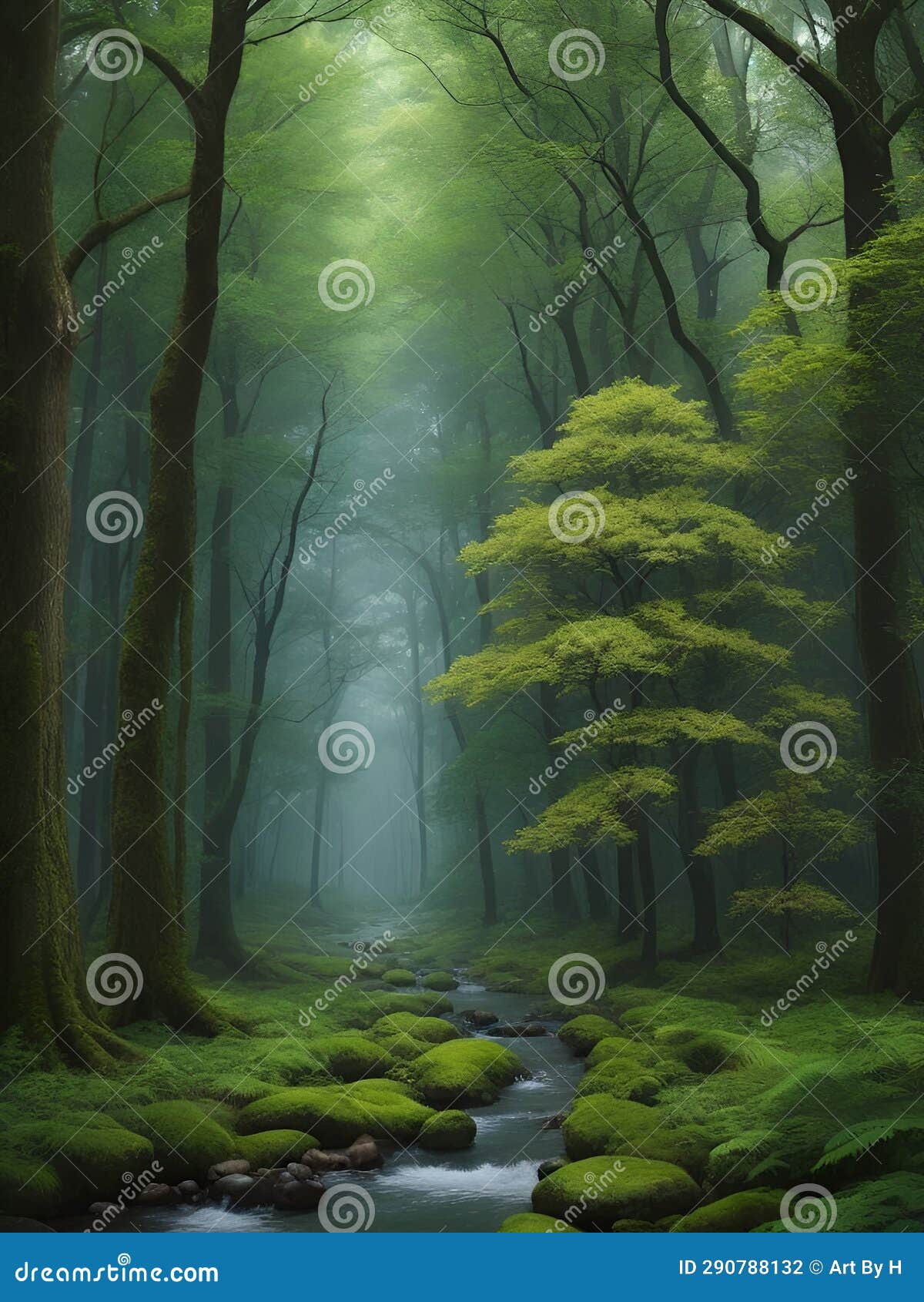 beautiful forest with small water path