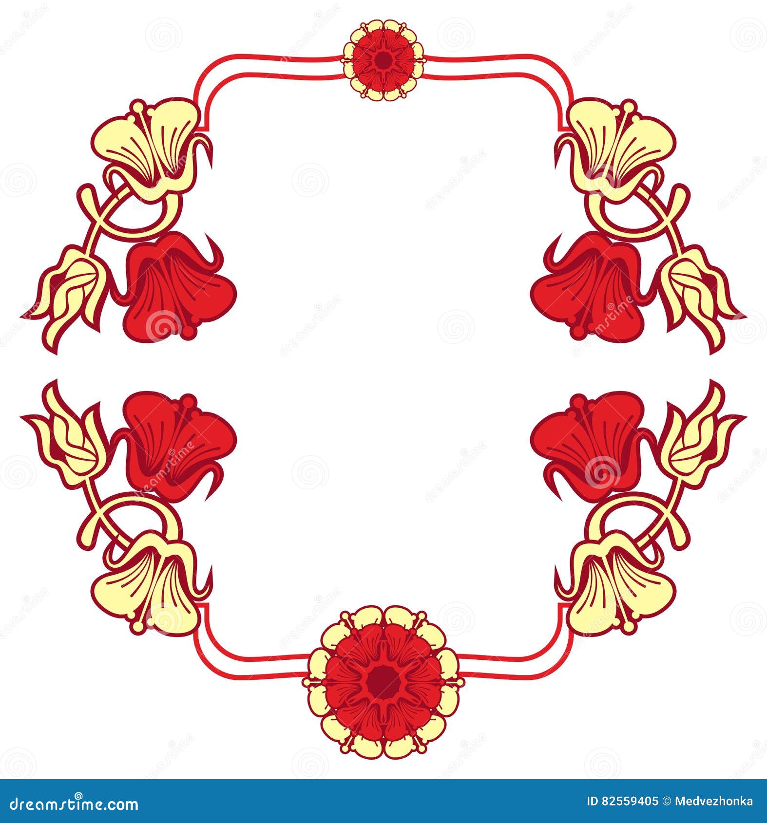 Beautiful Frame with Blue and Red Flowers. Stock Illustration ...