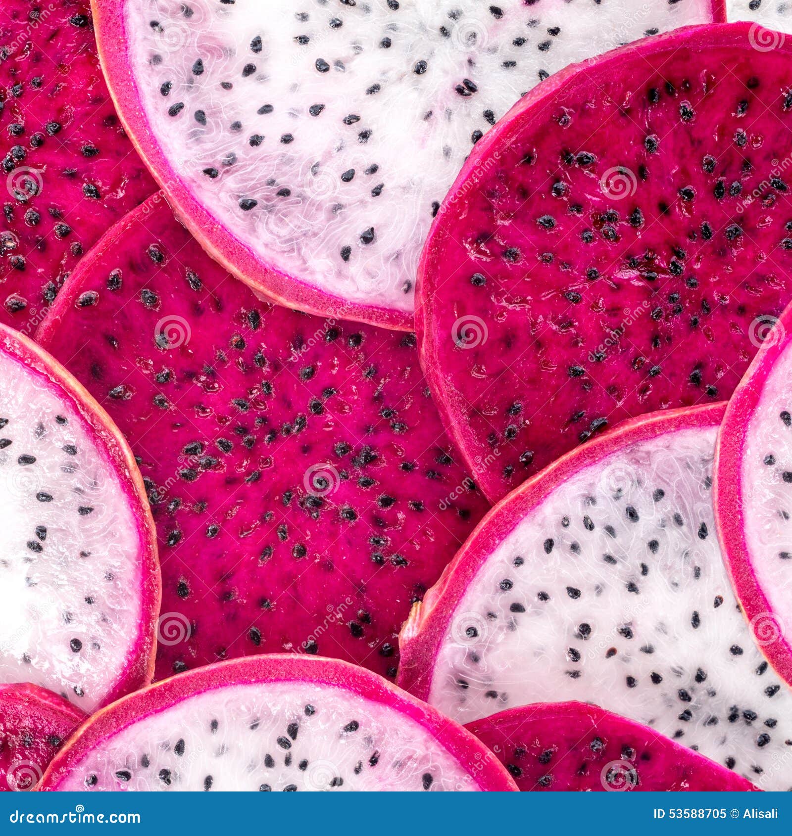 Beautiful Fresh Sliced Red And White Dragon Fruit As Background Stock ...