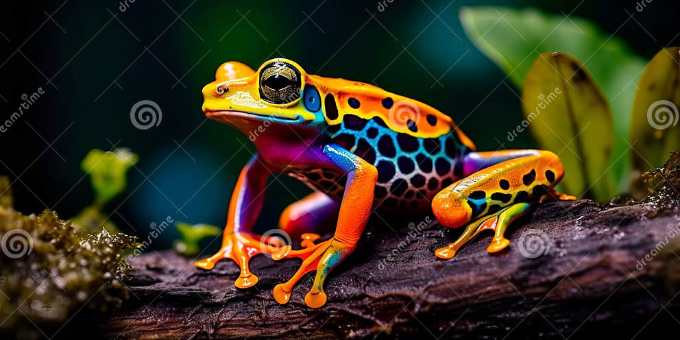 Beautiful Frogs that Live in the Amazon Rainforest. Generative AI Stock