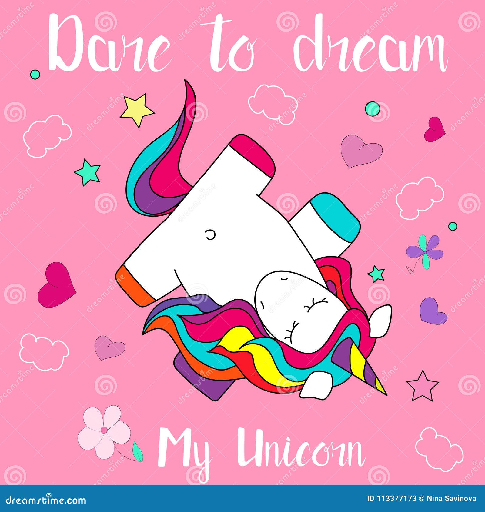 Download Beautiful And Funny Hand Drawn Dare To Dream Unicorn ...