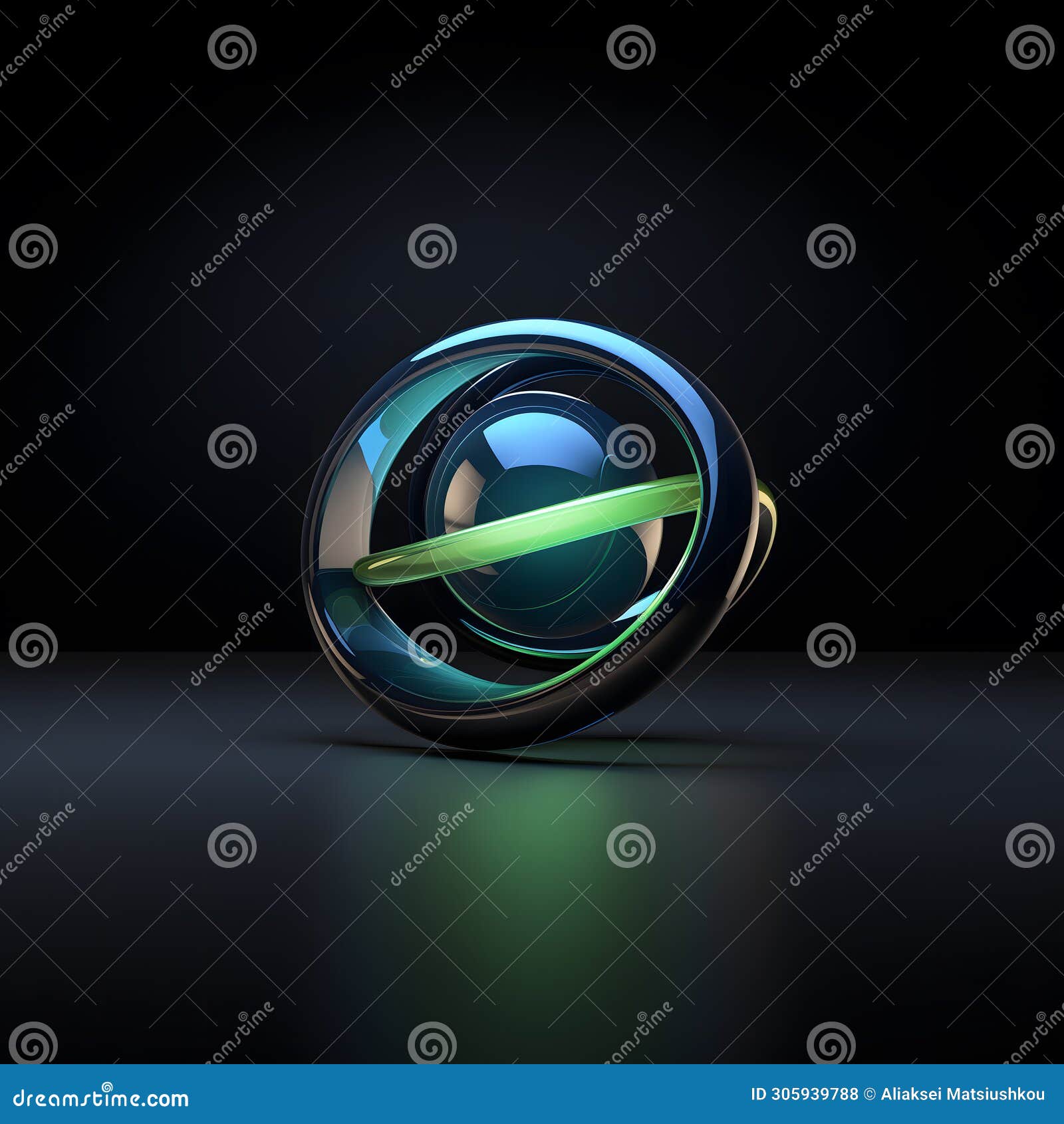 A Beautiful Futuristic Logo with Green and Blue Lights Stock Photo