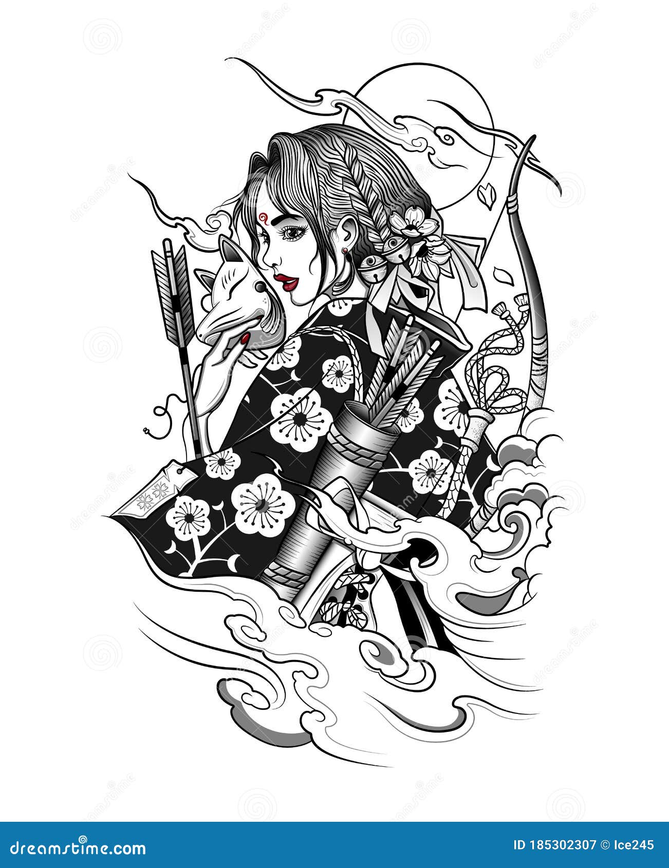 Premium Vector | Oni mask vector illustration vintage geisha vector tattoo  design artwork pagan samurai mask