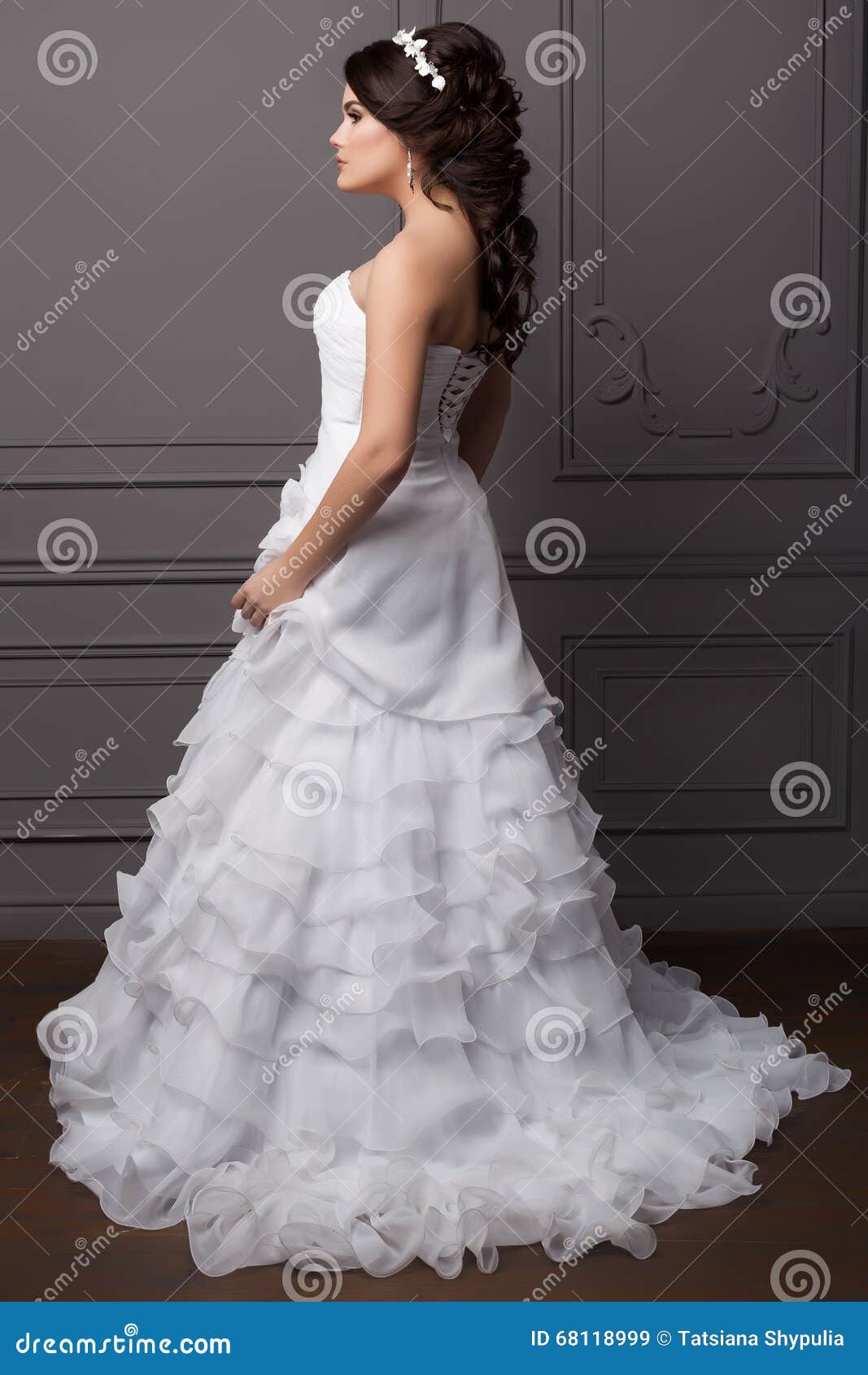 Beautiful Gentle Girl Groom in a Wedding Dress with Hairstyle and Make-up, Hair Decorated with a Wreath of Flowers Stock Image - Image of gentle, beauty: 68118999 Beautiful Gentle Girl Groom in a Wedding Dress with Hairstyle and Make-up, Hair Decorated with a Wreath of Flowers Stock Image - Image of gentle, beauty: 68118999