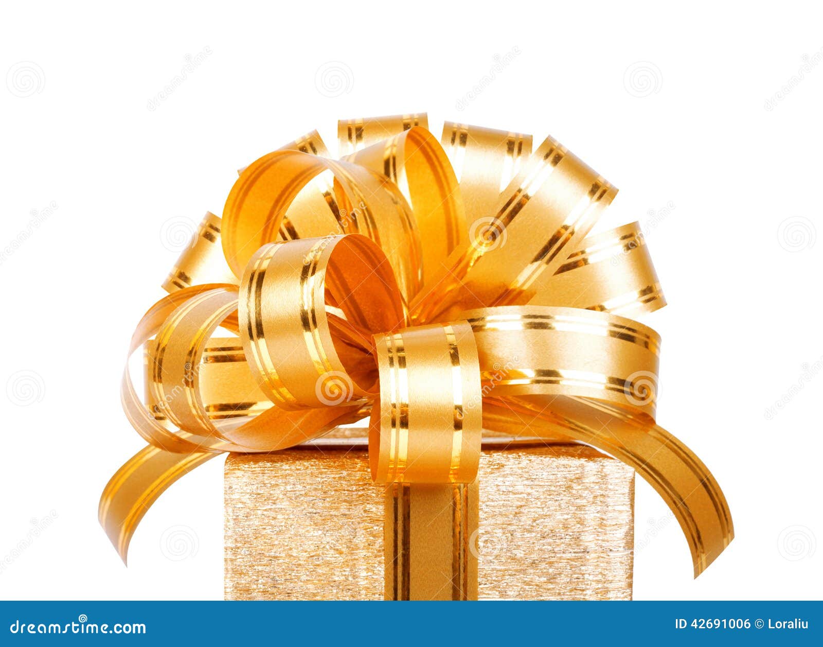Beautiful Gift Box In Gold Wrapping Paper Stock Photo Image of