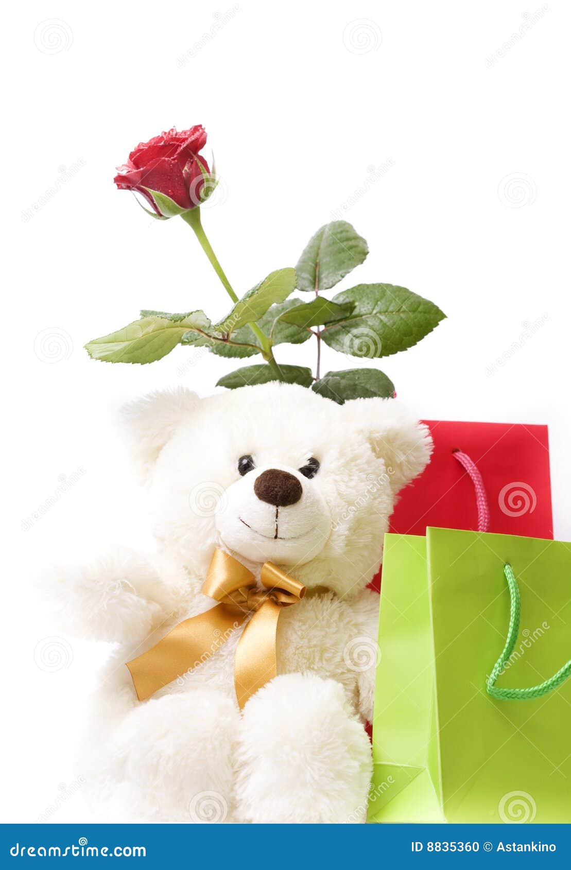 Beautiful Gift Box , Red Rose and Teddy Bear Stock Photo - Image ...
