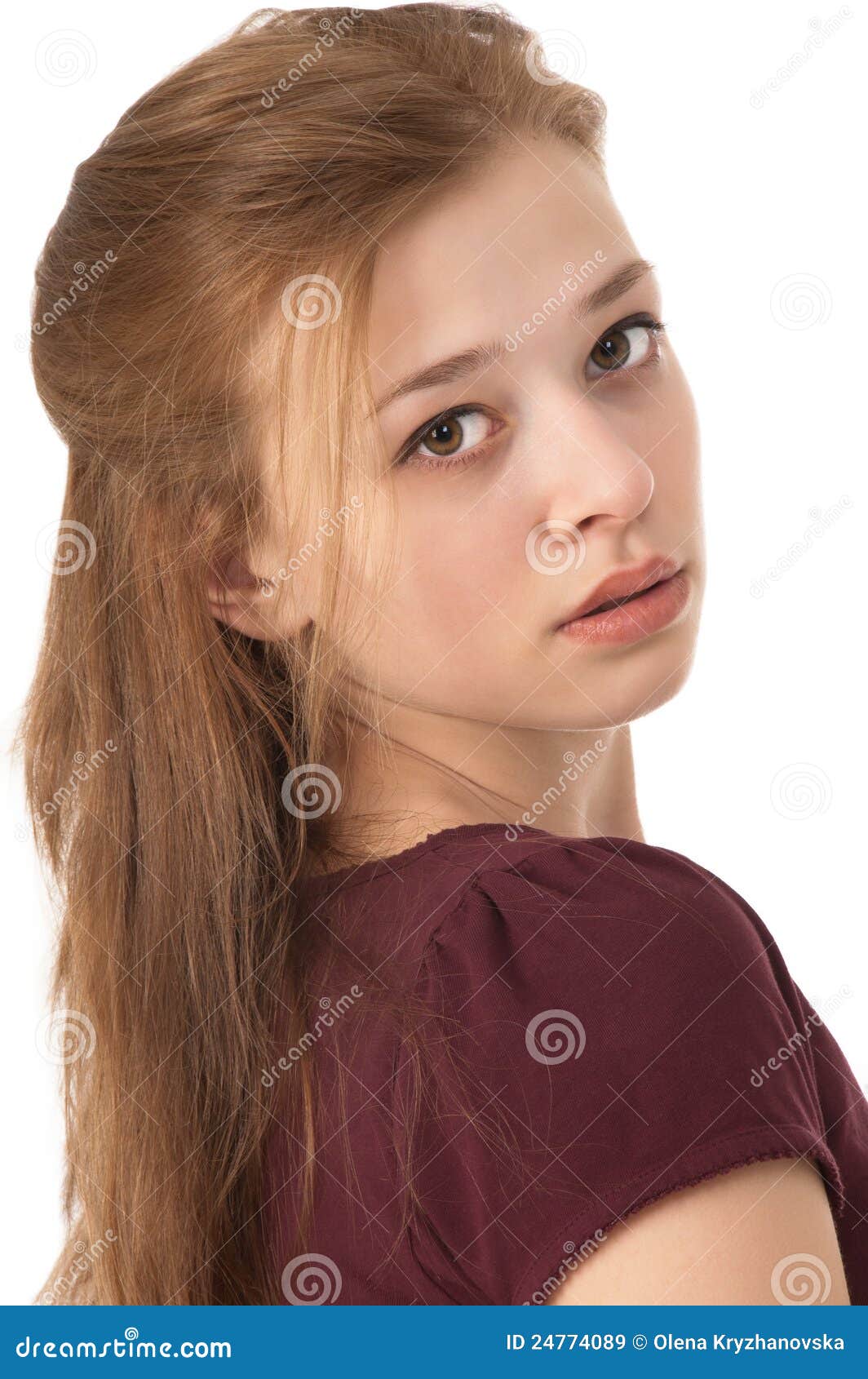 Beautiful Girl at the Age of Fifteen Close-up Stock Image - Image of ...