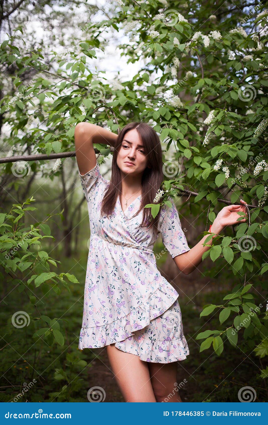 Young Girl in Spring Blooming Garden Stock Image - Image of young ...