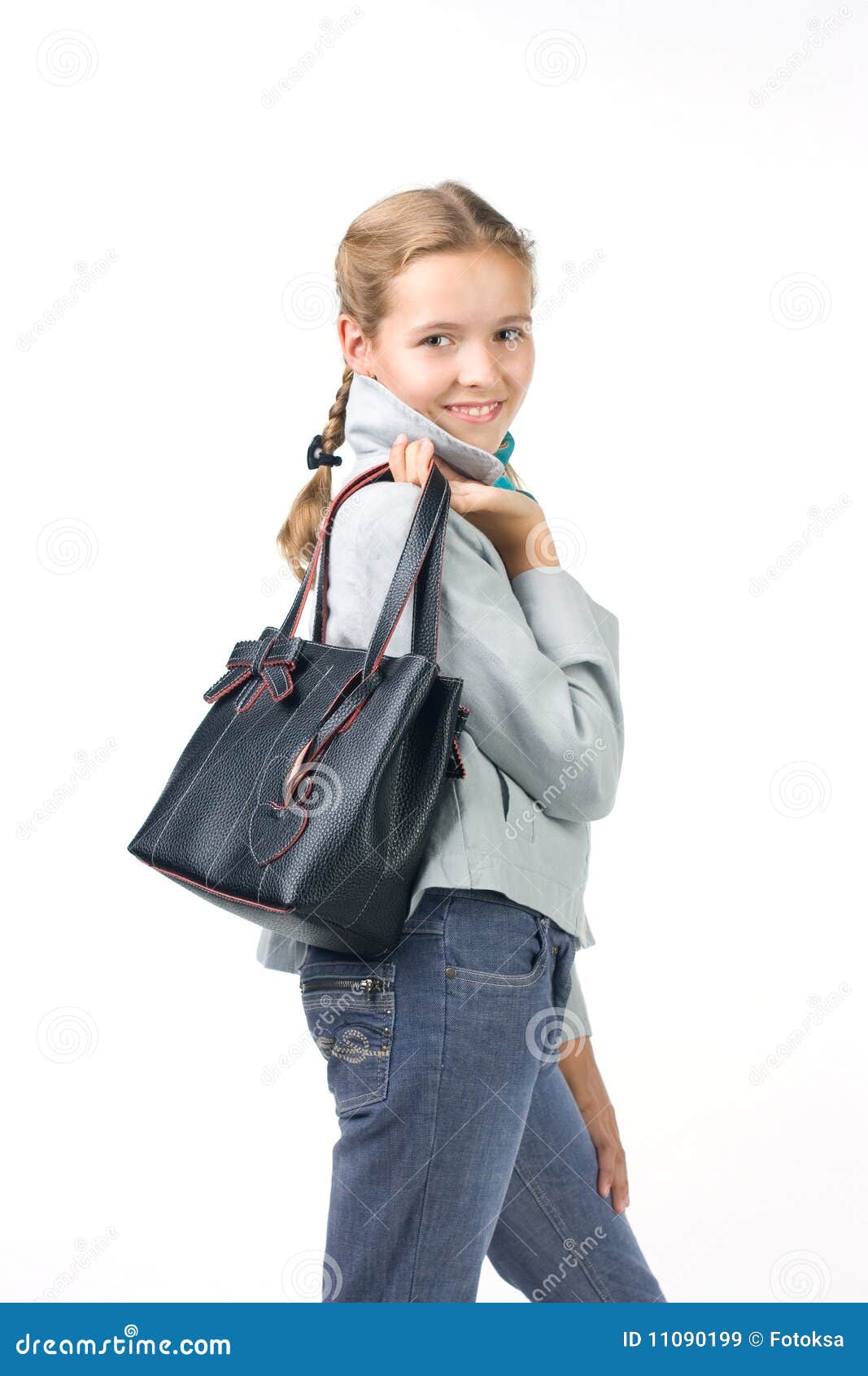 Beautiful girl with a bag stock image. Image of caucasian 11090199