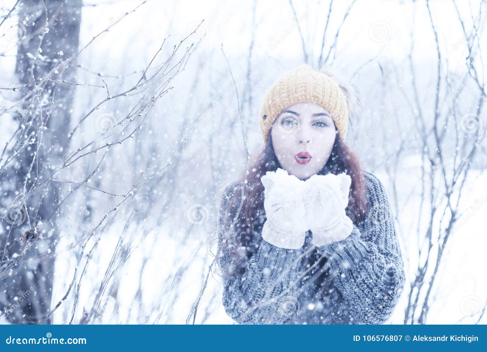 Beautiful Girl in a Beautiful Winter Snow Stock Image - Image of female ...