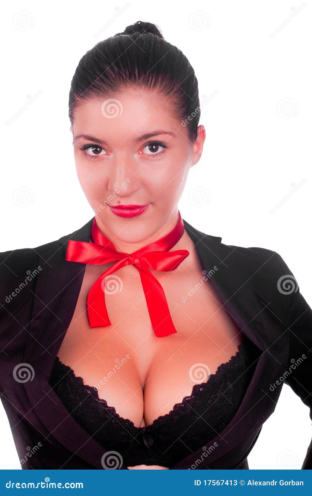 A Beautiful Girl with a Big Breast Isolated Stock Image - Image of