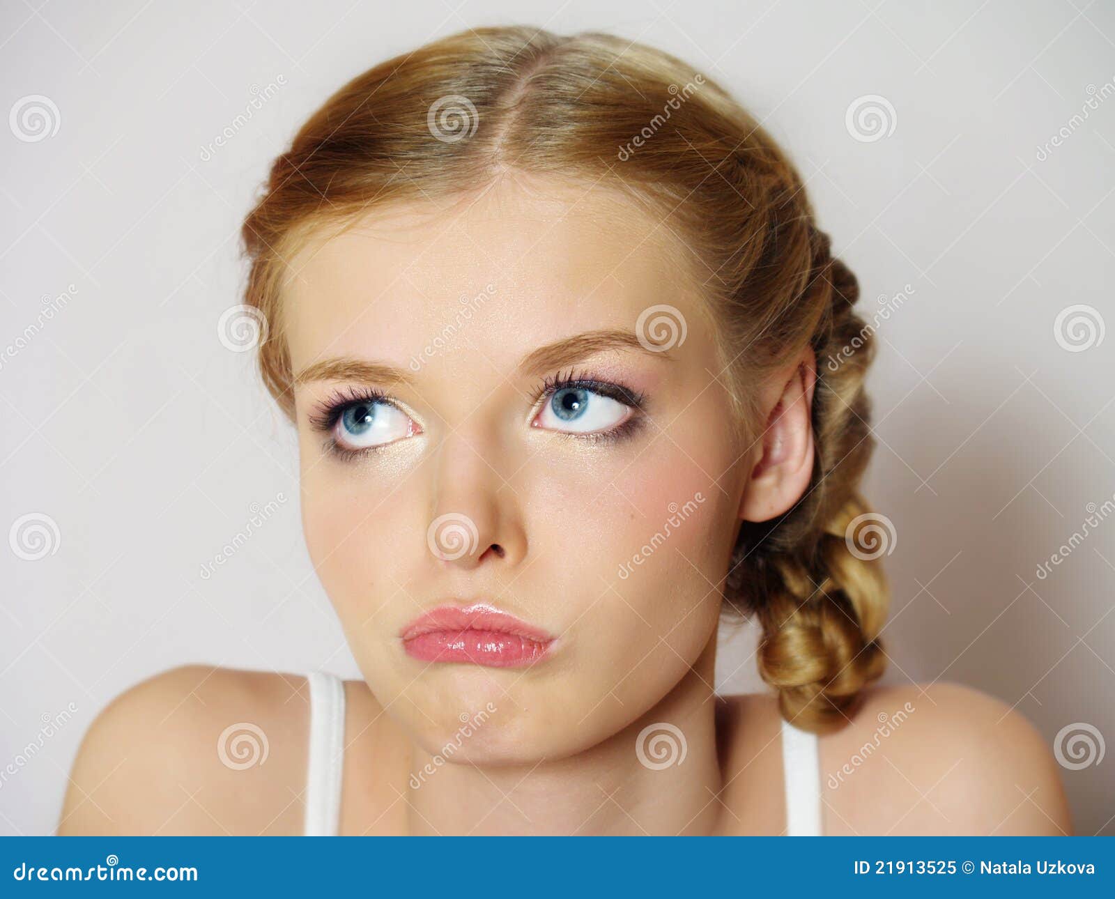 Beautiful Girl with the Big Sad Eyes is Upset Stock Image - Image ...