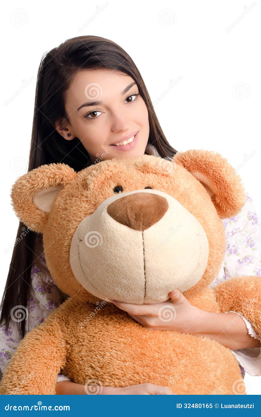 Beautiful Girl with a Big Teddy Bear. Stock Image - Image of ...